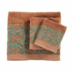 New 🛒 HiEnd Accents 3 PC Towel Set Scroll Pattern, 3-pc Mocha 👍