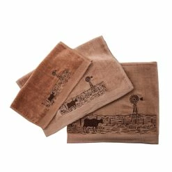 Best Sale 🎁 HiEnd Accents 3 PC Towel Set With EmbroideRed Windmill Landscape , 3-pc Mocha ⭐
