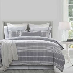 Flash Sale 🎉 HiEnd Accents 3 Pc Lane Stripe Duvet Set, Super King Gray 🛒