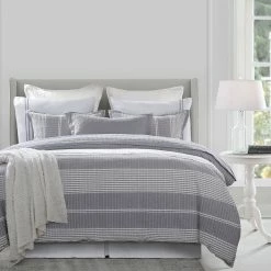 Wholesale ✔️ HiEnd Accents 3 Pc Lane Stripe Duvet Set, Super Queen Gray 🥰