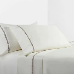 Best Pirce 💯 HiEnd Accents 350 TC Cream Sheet Set With Fair Isle Embroidery 😀