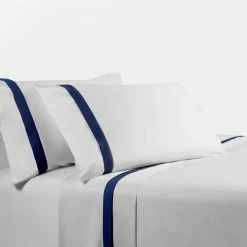 Flash Sale 🛒 HiEnd Accents 350 TC Flange Design Sheet Set, Navy 🎉