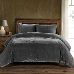 Promo 🧨 HiEnd Accents Stella Faux Silk Velvet Duvet Cover Set, 3PC Stone ✨ 28 Promo 🧨 HiEnd Accents Stella Faux Silk Velvet Duvet Cover Set, 3PC Stone ✨ -HiEnd Accents shop 3PC Stella Silk Velvet Duvet Set 4