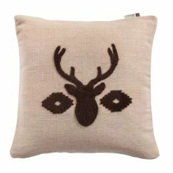 Buy 😀 HiEnd Accents Aztec Deer Bust Embroidered Burlap Pillow, 18x18 😍