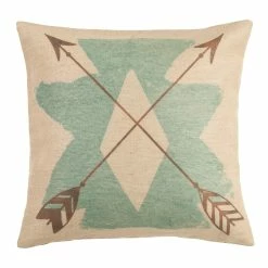 Brand new 😉 HiEnd Accents Burlap Turquoise Aztec Pillow, 18x18 ✔️