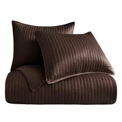Top 10 🎉 HiEnd Accents Satin Channel Quilt Set, 3PC White 🔔 -HiEnd Accents shop Channel Satin Quilt2C King Chocolate