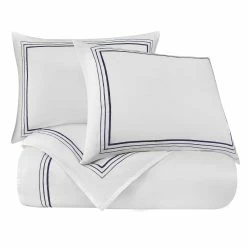 Budget ⭐ HiEnd Accents Embroidered Border Modern Urban 3 Piece Duvet Cover Set Navy 😀 -HiEnd Accents shop Embroidered Border Modern Urban 3 Piece Duvet Cover Set 2