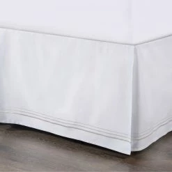 Buy 🤩 HiEnd Accents Embroidered Border Modern Urban Bed 👗 Skirt, 1PC White ✨