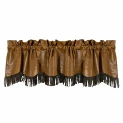Buy ✨ HiEnd Accents Faux Leather Valance W/Fringes, 84"X18" 🧨