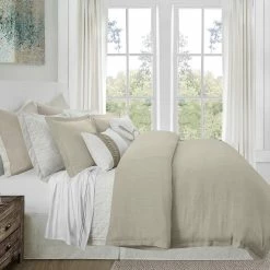 Best deal 🎉 HiEnd Accents Hera Washed Linen Flange Comforter Set, 3PC Blush 🛒 -HiEnd Accents shop Hera Washed Linen Flange Comforter Set 5