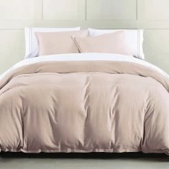 Best deal 🎉 HiEnd Accents Hera Washed Linen Flange Comforter Set, 3PC Blush 🛒 -HiEnd Accents shop Hera Washed Linen Flange Comforter Set 7