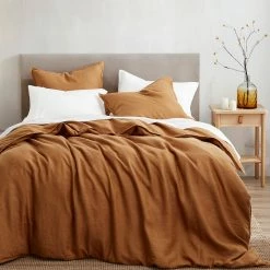 Deals ❤️ HiEnd Accents 100% French Flax Linen Duvet Cover Set, 3PC Caramel ⭐ -HiEnd Accents shop HiEnd Accents 10025 French Flax Linen Duvet Cover Set2C 3PC 5