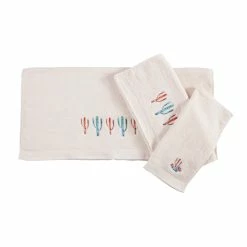 Discount 🔔 HiEnd Accents 3 PC Embroidered Cactus Towels , 3 PC Turquoise 💯