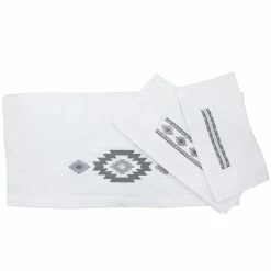 Brand new 🎁 HiEnd Accents 3 Pc Free Spirit Embroidery Towels White 🔔