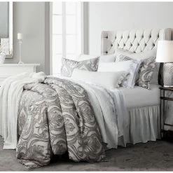 Best deal 😀 HiEnd Accents 3 Pc Nicole Damask Duvet Set, Super Queen Gray 👏