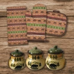 Deals 🔥 HiEnd Accents Aztec Multi Animal Print And Rustic Bear Canister 12 PC Set 😉