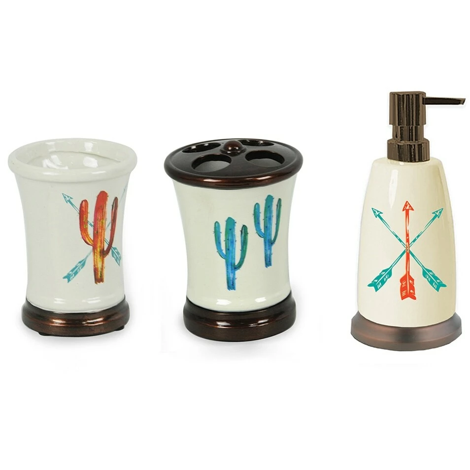 Brand new ⭐ HiEnd Accents Bright Cactus 3 Piece Bath Accessory Set ✔️ 4 Brand new ⭐ HiEnd Accents Bright Cactus 3 Piece Bath Accessory Set ✔️ - Image 2
