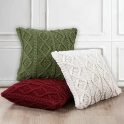 Deals ⭐ HiEnd Accents Cable Knit Soft Diamond Euro Sham, 26"x26" Cream ⭐