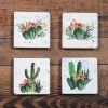 Promo 🧨 HiEnd Accents Cactus Blooms Coasters, Set Of 4 🌟