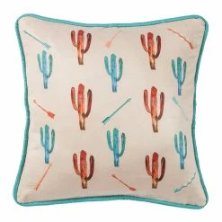 Promo 💯 HiEnd Accents Cactus Pillow With Embroidery Details, 18x18 🔥