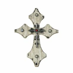 Hot Sale ⭐ HiEnd Accents Cream Wood Cross W/Silver And Red Accents 🎁