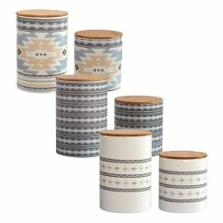Budget ❤️ HiEnd Accents Desert Sage, Large Aztec, And Small Aztec Canister 6 PC Set 😀