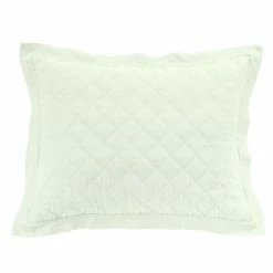 Best deal ⌛ HiEnd Accents Diamond Pattern Linen Cotton Diamond Quilted Pillow Sham, 1PC Vintage White 🌟 -HiEnd Accents shop HiEnd Accents Diamond Pattern Linen Quilted Pillow Sham 3