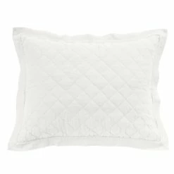 Best deal ⌛ HiEnd Accents Diamond Pattern Linen Cotton Diamond Quilted Pillow Sham, 1PC Vintage White 🌟 -HiEnd Accents shop HiEnd Accents Diamond Pattern Linen Quilted Pillow Sham 5