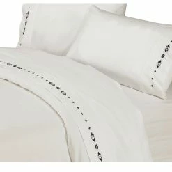 Best deal 🥰 HiEnd Accents Embroidered Southwestern Bed Sheet Set Cream 🌟