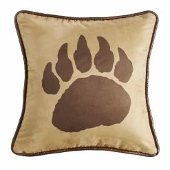 Hot Sale 😀 HiEnd Accents Faux Suede Reverse Faux Leather 18-inch X 18-inch Bear Claw Throw Pillow 😉