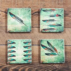 Top 10 🛒 HiEnd Accents Feather Coasters, Set Of 4 🔔