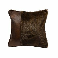 Buy 😀 HiEnd Accents FurThrow Pillow With Faux Leather 18X18 🧨