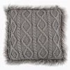 Deals ⭐ HiEnd Accents Nordic Cable Knit Pillow With Faux Mongolian Fur Trim, 18x18 Grey 🎁 -HiEnd Accents shop HiEnd Accents Grey Faux Mongolian Fur Trim 18 inch Nordic Cable Knit Pillow 813df472 0a21 4437 a0fc e064006a03e4
