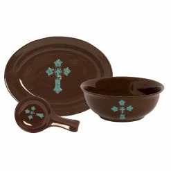 Best Sale 🥰 HiEnd Accents Hand Painted Cross 3 Piece Serving Set 🥰
