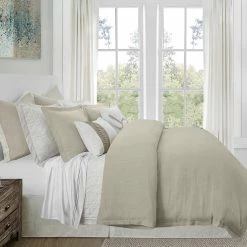 Cheap 🛒 HiEnd Accents Hera Washed Linen Flange Duvet Cover Set, 3PC Sage ❤️