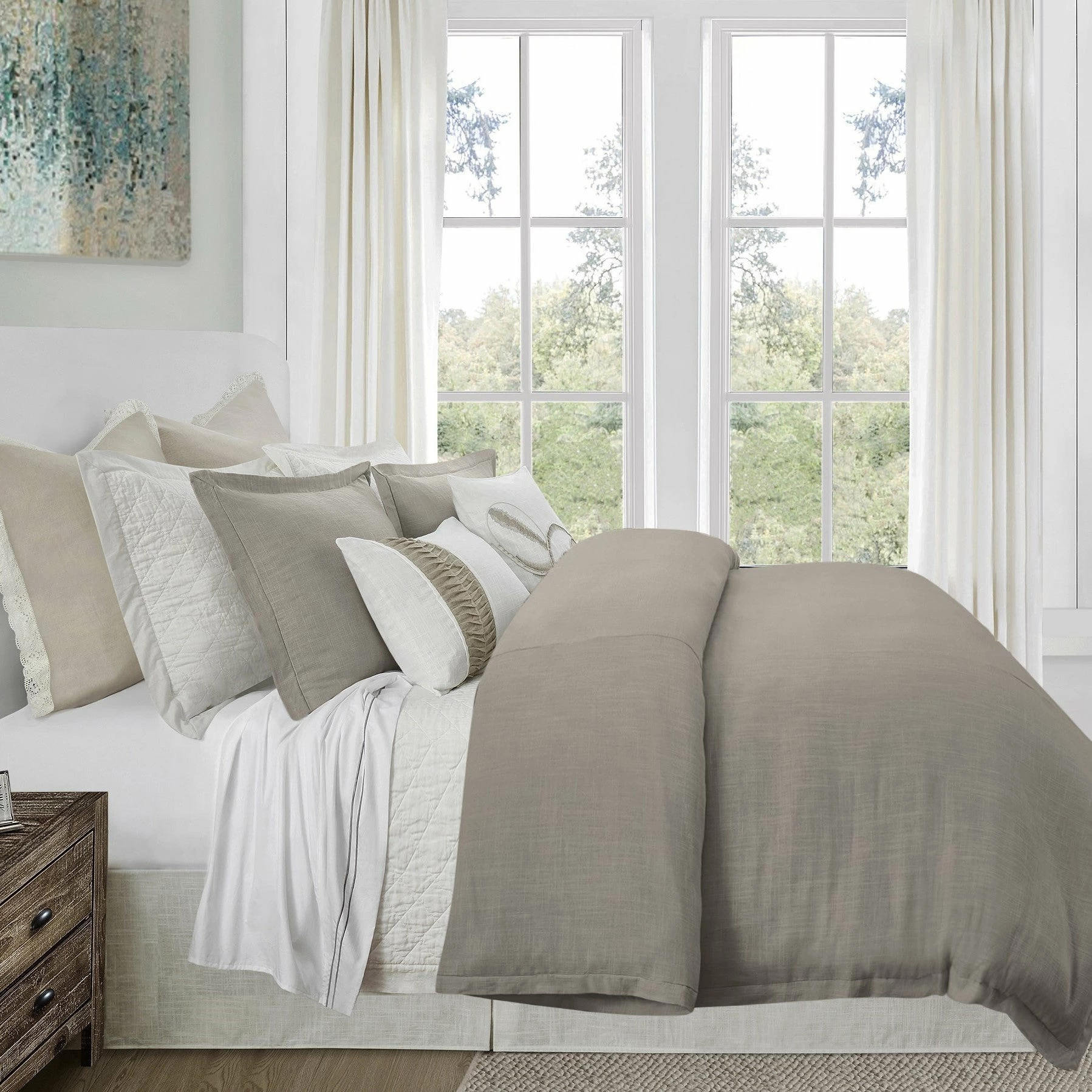 Buy 𧨠HiEnd Accents Hera Washed Linen Flange Duvet Cover, 1PC Sage π― 4 Buy 𧨠HiEnd Accents Hera Washed Linen Flange Duvet Cover, 1PC Sage π― - Image 2