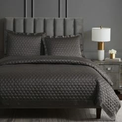 Cheap ๐ HiEnd Accents High Shine Satin Ogee Quilt Pillow Sham Set, 2PC Espresso ๐