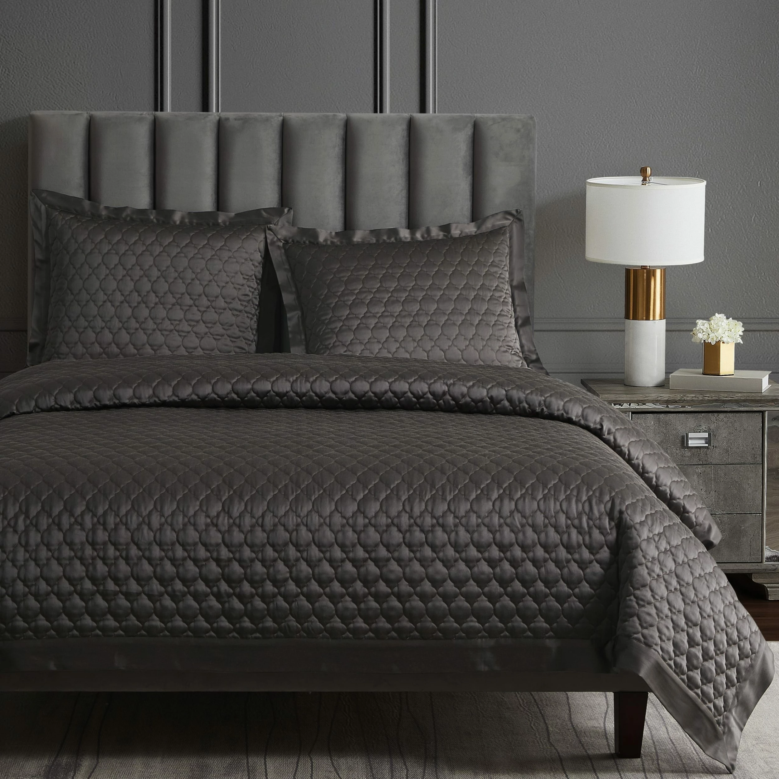 Cheap ๐ HiEnd Accents High Shine Satin Ogee Quilt Pillow Sham Set, 2PC Espresso ๐ 3 Cheap ๐ HiEnd Accents High Shine Satin Ogee Quilt Pillow Sham Set, 2PC Espresso ๐