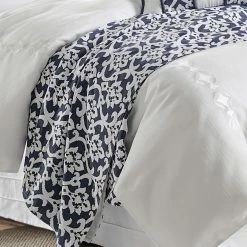 Deals ✨ HiEnd Accents Kavali Navy & White Floral Jaquard Duvet (Shams Not Included) 😀