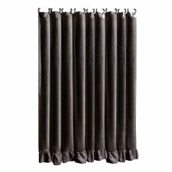 Budget 👍 HiEnd Accents Lily Washed Linen Ruffled Shower Curtain, 72"x72" Slate ✨