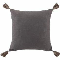 New 🌟 HiEnd Accents Luna Washed Linen Tasseled Square Pillow, 18"x18" Slate 🔔 -HiEnd Accents shop HiEnd Accents Luna Washed Linen Tasseled Square Pillow2C 1822x1822 9