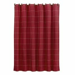 Top 10 👍 HiEnd Accents Red Cotton 72-inch X 72-inch Window Pane Shower Curtain With Button Detail ⭐