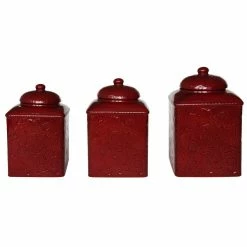 Brand new ⭐ HiEnd Accents Savannah Ceramic Canister Set, 3PC Red 👍 -HiEnd Accents shop HiEnd Accents Savannah Ceramic Canister Set2C 3PC 3