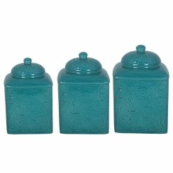 Brand new ⭐ HiEnd Accents Savannah Ceramic Canister Set, 3PC Red 👍