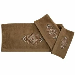 Best Sale 👍 HiEnd Accents Sedona Aztec Embroidered 3 Piece Bath Towel Set, Mocha 🤩