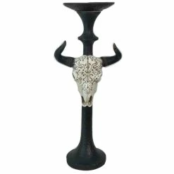 Discount 🎁 HiEnd Accents Skull Pattern Cut-out Taper Candle Holder 🔔