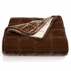 Outlet 🧨 HiEnd Accents Stella Faux Silk Velvet Double Box Stitch Throw, 50"x60" Green Ochre 🔥 -HiEnd Accents shop HiEnd Accents Stella Faux Silk Velvet Double Box Stitch Throw2C 5022x6022 15