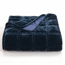 Outlet 🧨 HiEnd Accents Stella Faux Silk Velvet Double Box Stitch Throw, 50"x60" Green Ochre 🔥 -HiEnd Accents shop HiEnd Accents Stella Faux Silk Velvet Double Box Stitch Throw2C 5022x6022 4