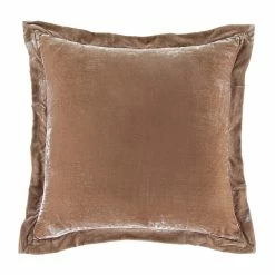 Hot Sale 😍 HiEnd Accents Stella Faux Silk Velvet Flanged Euro Sham, 27"x27" Stone 🛒