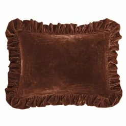 Hot Sale ๐งจ HiEnd Accents Stella Faux Silk Velvet Ruffled Dutch Euro Pillow, 27"x39" Dusty Rose ๐
